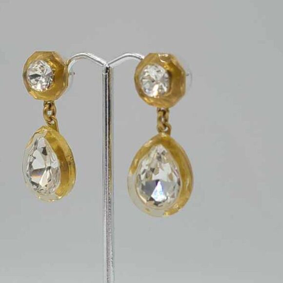 J Crew Clear Crystal Drop Earrings - Picture 5 of 7